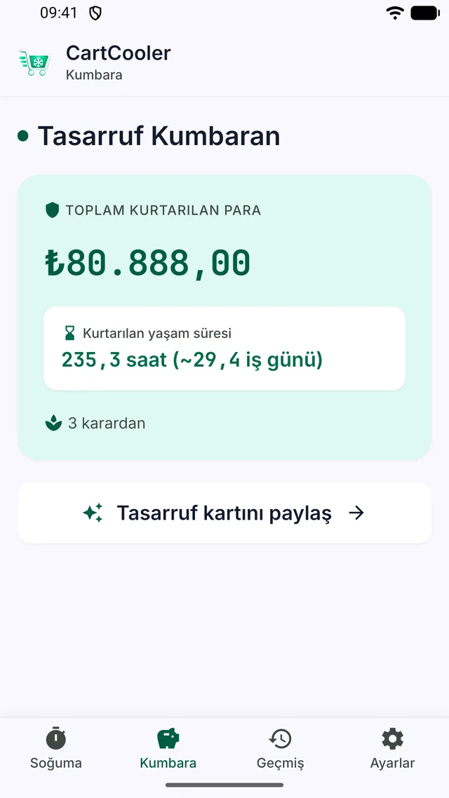 Toplam kurtarılan para ve saatle kumbara